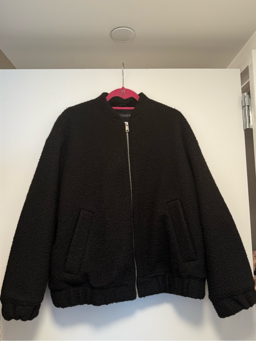 Zara Black Sherpa Bomber Jacket